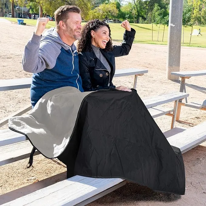 BRAWNTIDE Large Outdoor Waterproof Blanket - Quilted, Extra Thick Fleece, Warm, Windproof, Sandproof, Includes Stuff Sack, Shoulder Strap, Ideal for Beaches, Picnics, Camping, Stadiums, Dogs, Car
