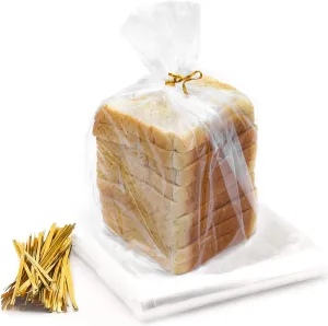 Bread Bags with Ties, Reusable, 201 Clear Bags and 201 Ties, Bread Bags For Homemade Bread And Bakery Loaf Adjustable Reusable (201)