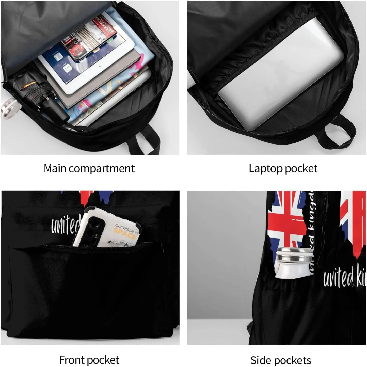 British England UK English Flag Backpack Large Capacity Backpack Lightweight Double Shoulder Bag For Women Men Travel