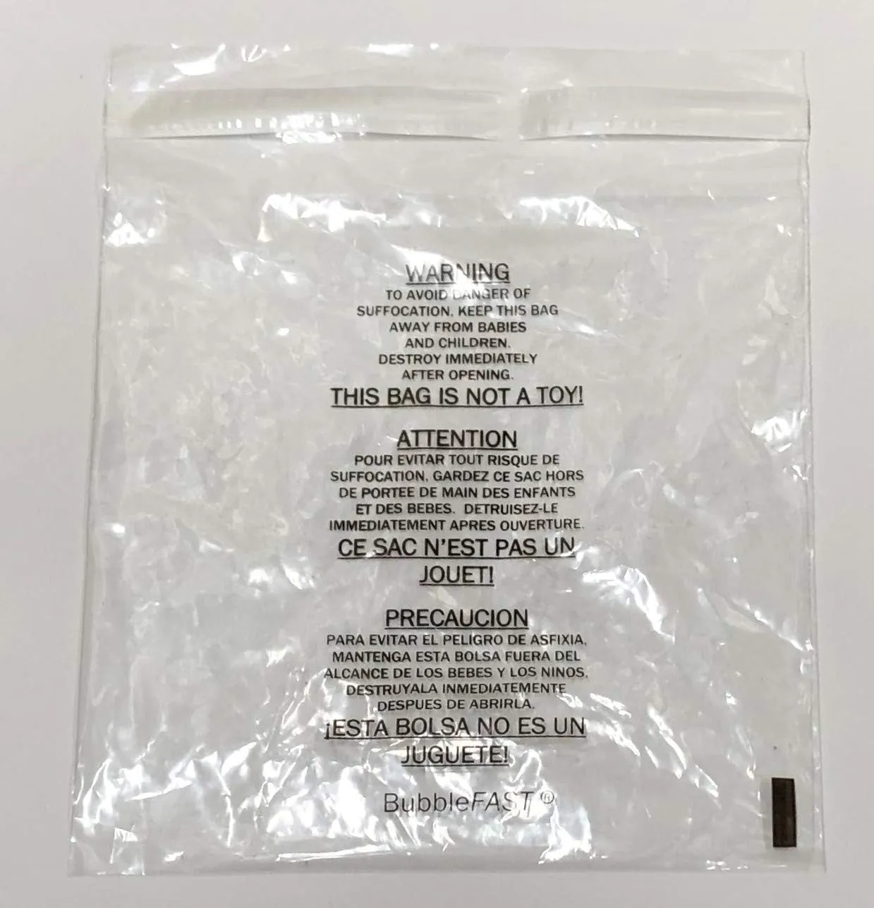 Bubblefast! brand 6" x 6" 1.5 mil Self-Seal Suffocation Warning Bags with Permanent Adhesive. (500)