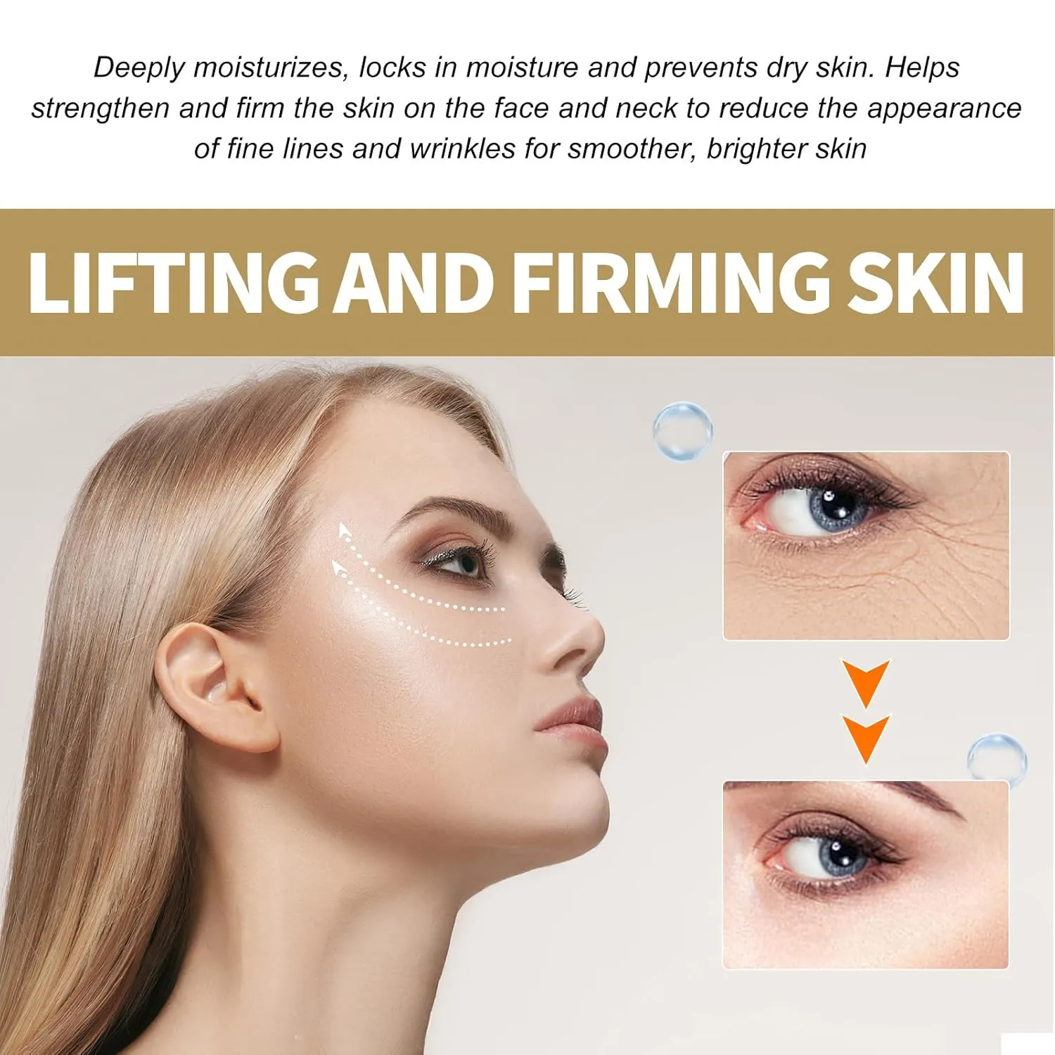 Caffeine Eye Depuffing Lifting Cream, Eye Lift Cream Firming/Tightening Skin Instant for Women, Reduce Puffiness, Wrinkles, Dark Circles, Crows Feet and Under Eyes Bags (3)