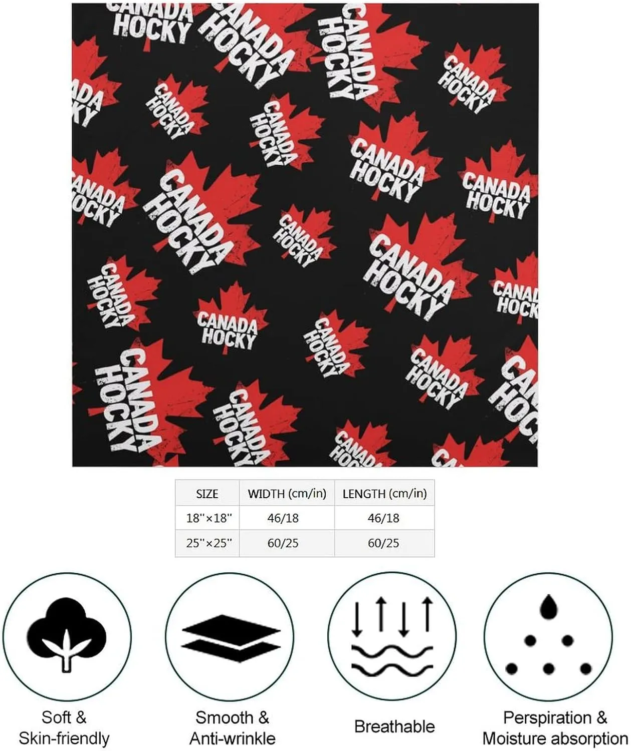 Canada Hocky Soft Bandana Kerchief For Women Personlized Square Headband Scarf Holiday Gifts