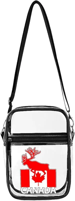 Canada Moose Flag Fashion Shoulder Bag PVC Transparent Unisex Crossbody Bags Cute Handbag Sling Bag