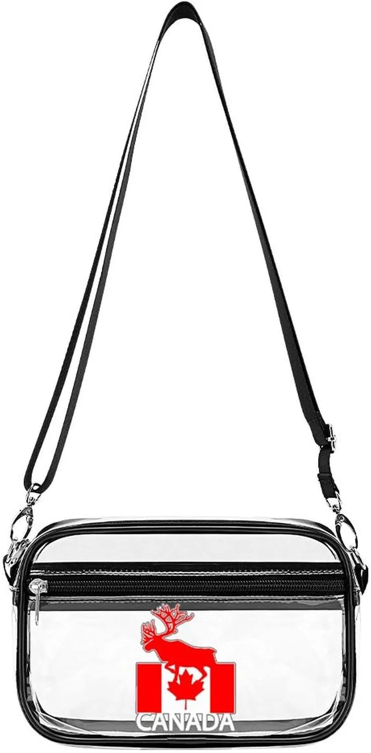 Canada Moose Flag Fashion Shoulder Bag PVC Transparent Women Crossbody Bags Cute Handbag Cosmetic Bag