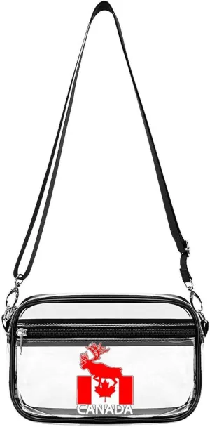 Canada Moose Flag Fashion Shoulder Bag PVC Transparent Women Crossbody Bags Cute Handbag Cosmetic Bag