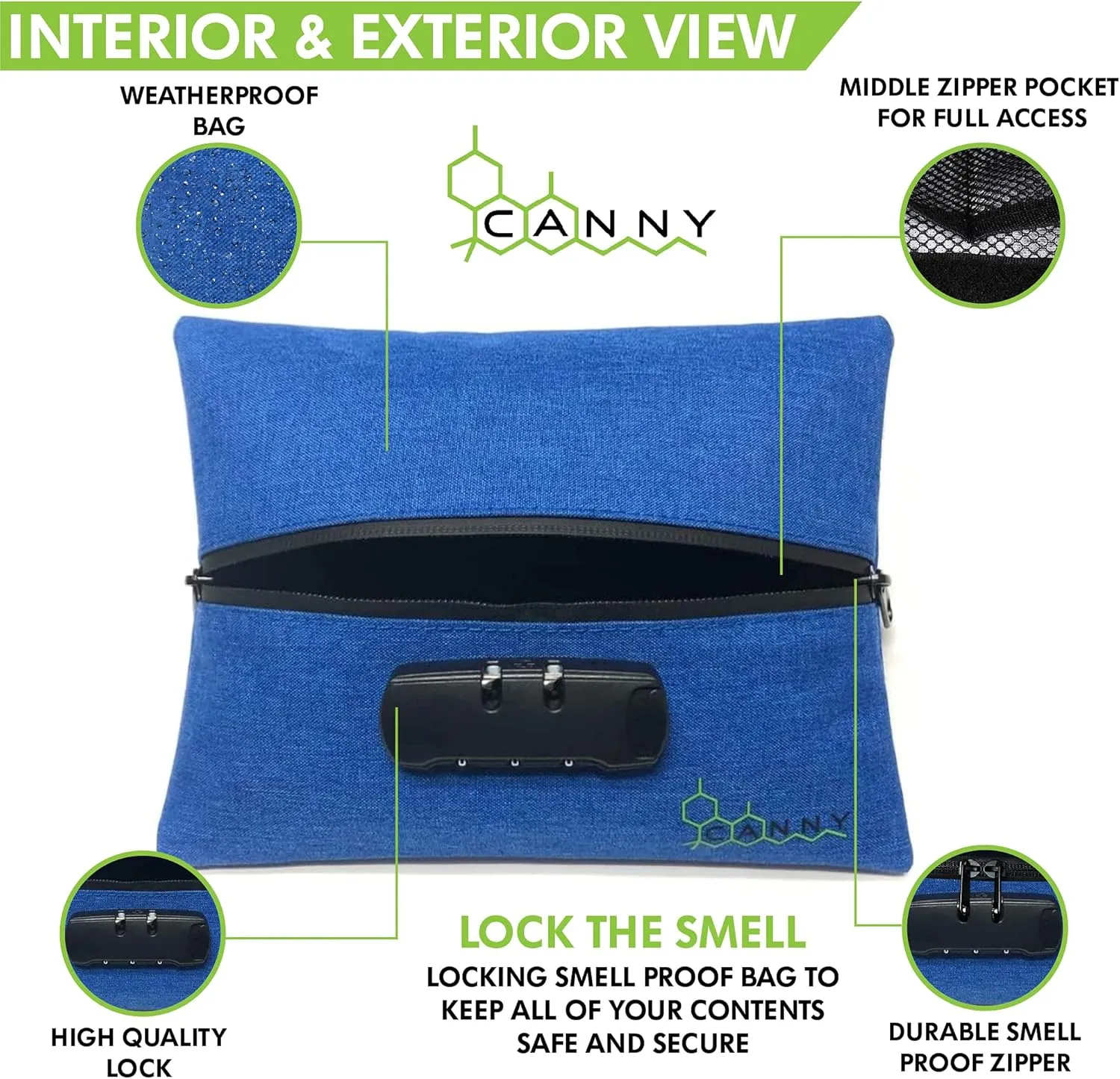 CANNY Mid-Zip Smell Proof Bag – Large Odor Eliminating Travel Pouch. Smell Proof Container with Lock – Medicine Stash Case with Bamboo Charcoal and Activated Carbon (Red)