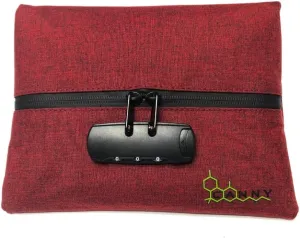 CANNY Mid-Zip Smell Proof Bag – Large Odor Eliminating Travel Pouch. Smell Proof Container with Lock – Medicine Stash Case with Bamboo Charcoal and Activated Carbon (Red)