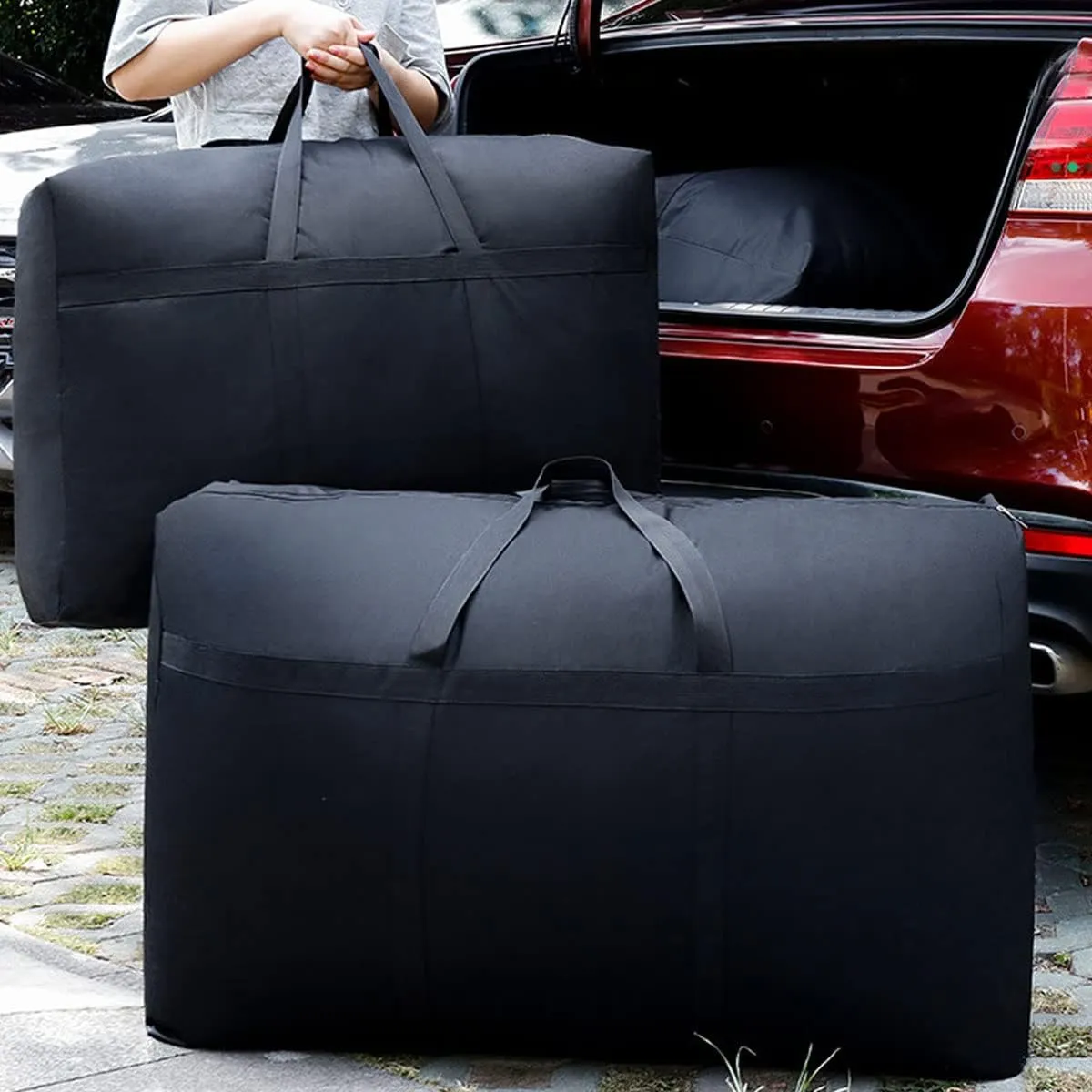 Canvas Extra Large Storage Bags Duffle Bags Organizer Bags for Space Saving Moving Storage (180L, Green)