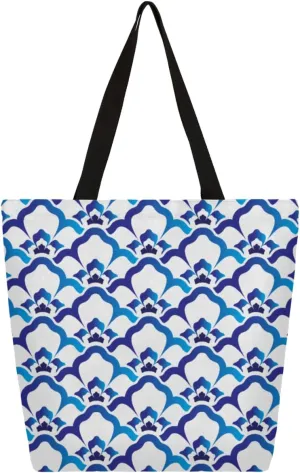 Canvas Tote Bag Geometric Flower Large Women Casual Shoulder Bag Abstract Handbag Reusable Storage Multipurpose Heavy Duty Grocery Shopping Shoulder Bag for Gym Beach Weekender Travel Cotton
