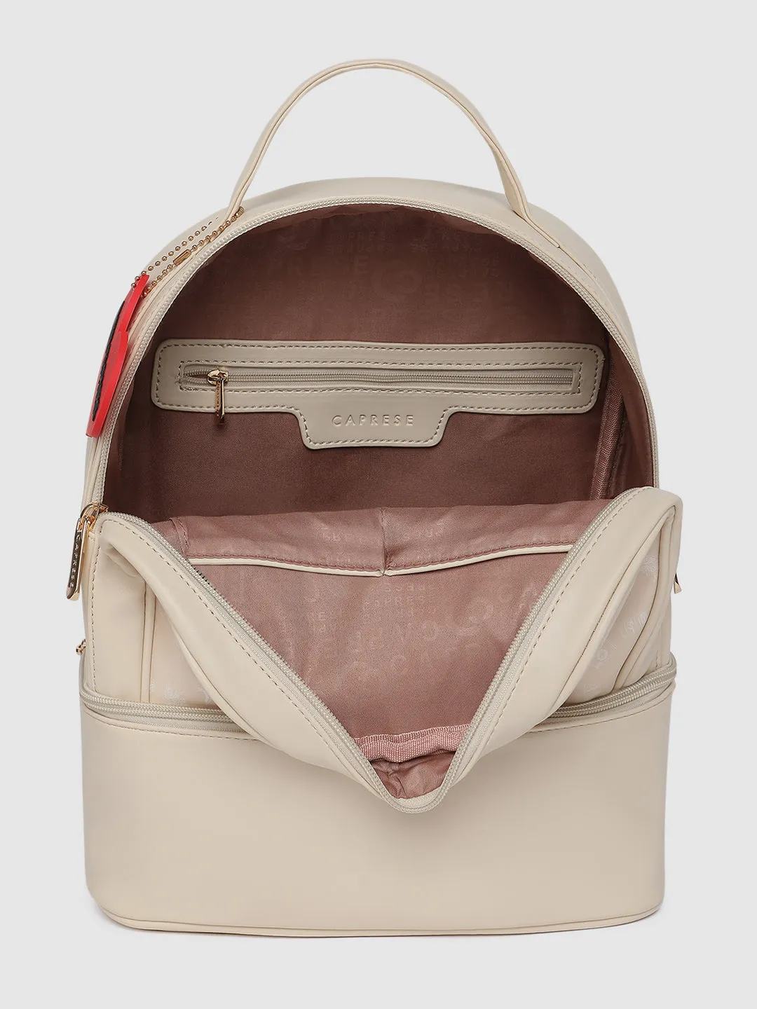 Caprese Emily In Paris Printed Medium Off White Backpack