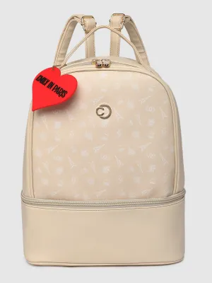 Caprese Emily In Paris Printed Medium Off White Backpack
