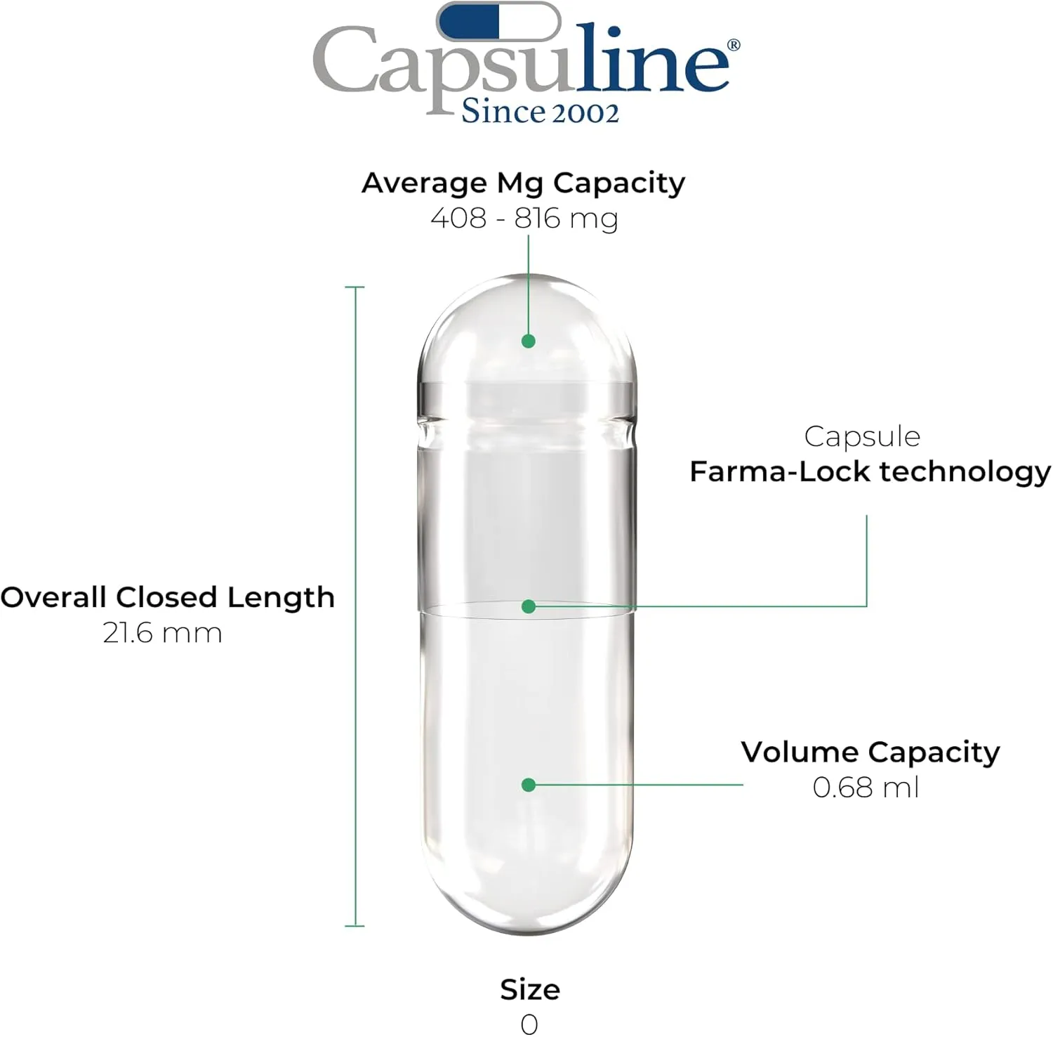 Capsuline, Size 0 Separated Capsules - 5,000 Count Clear Vegetarian Empty Capsules Separated in Bags - Empty Capsules - for DIY Supplement Filling