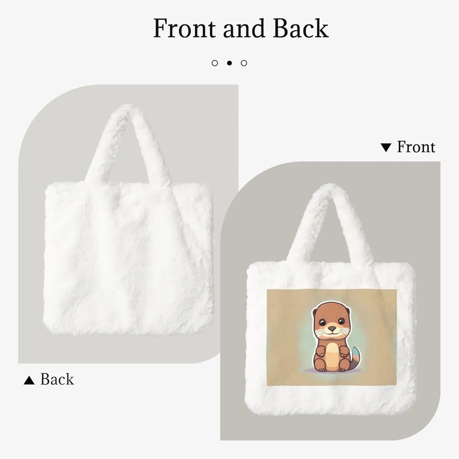 Cartoon Cute Otter Printing Fluffy Shoulder Bag Ladies Plush Underarm Bag Tote Bag Furry Purse Handbag For Work Travel