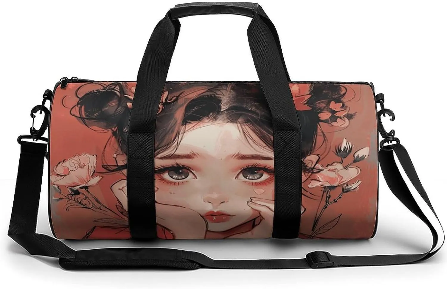 Cat Ears with Big Eyes Gym Bag Sport Gym Tote Bag Lightweight Duffle Bag Carry On Weekender Bags for Women Men