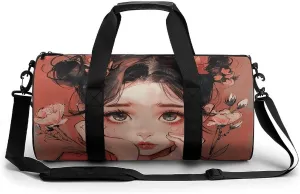 Cat Ears with Big Eyes Gym Bag Sport Gym Tote Bag Lightweight Duffle Bag Carry On Weekender Bags for Women Men