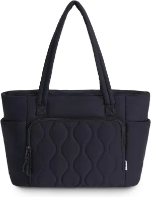 Ceneda Tote Bags For Women with Water Bottle Band Fit for Stanley Cup, Quilted Tote Bags with Wet Pocket and Compartment