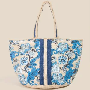Chelsey Vibrant Blue Floral Print Tote Bag