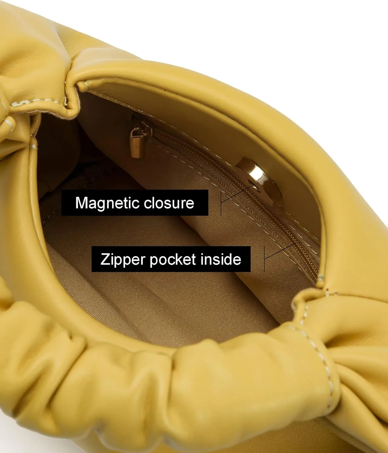 Chic Top Handle Bag for Women Small Ruched Hobo Handbag Soft Faux Leather Tote Bags Purse