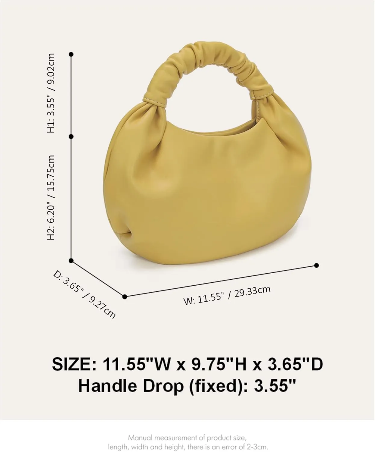 Chic Top Handle Bag for Women Small Ruched Hobo Handbag Soft Faux Leather Tote Bags Purse