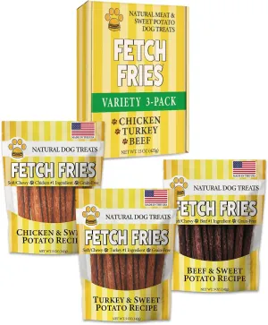 Chicken, Turkey, and Beef with Sweet Potato Dog Treats, Soft Jerky for Small and Large Breeds, Naturally Healthy, Made in The USA, 3-Pack of 5 oz Bags (15 oz Total)