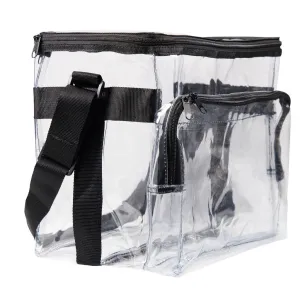 CHM Large Clear Lunch Bag See through Lunch Box with Adjustable Strap and Front