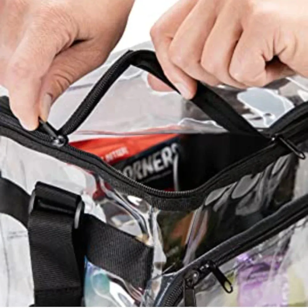 CHM Large Clear Lunch Bag See through Lunch Box with Adjustable Strap and Front