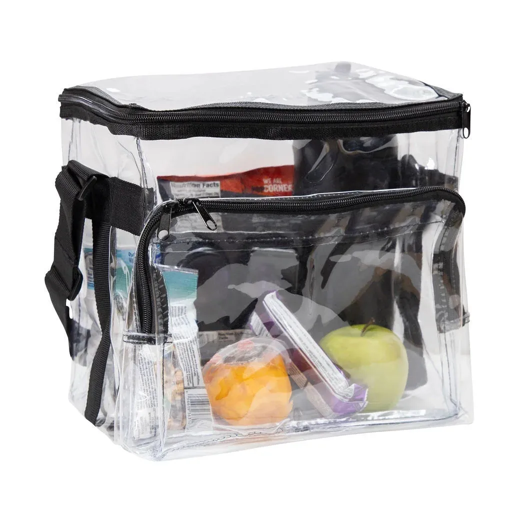 CHM Large Clear Lunch Bag See through Lunch Box with Adjustable Strap and Front