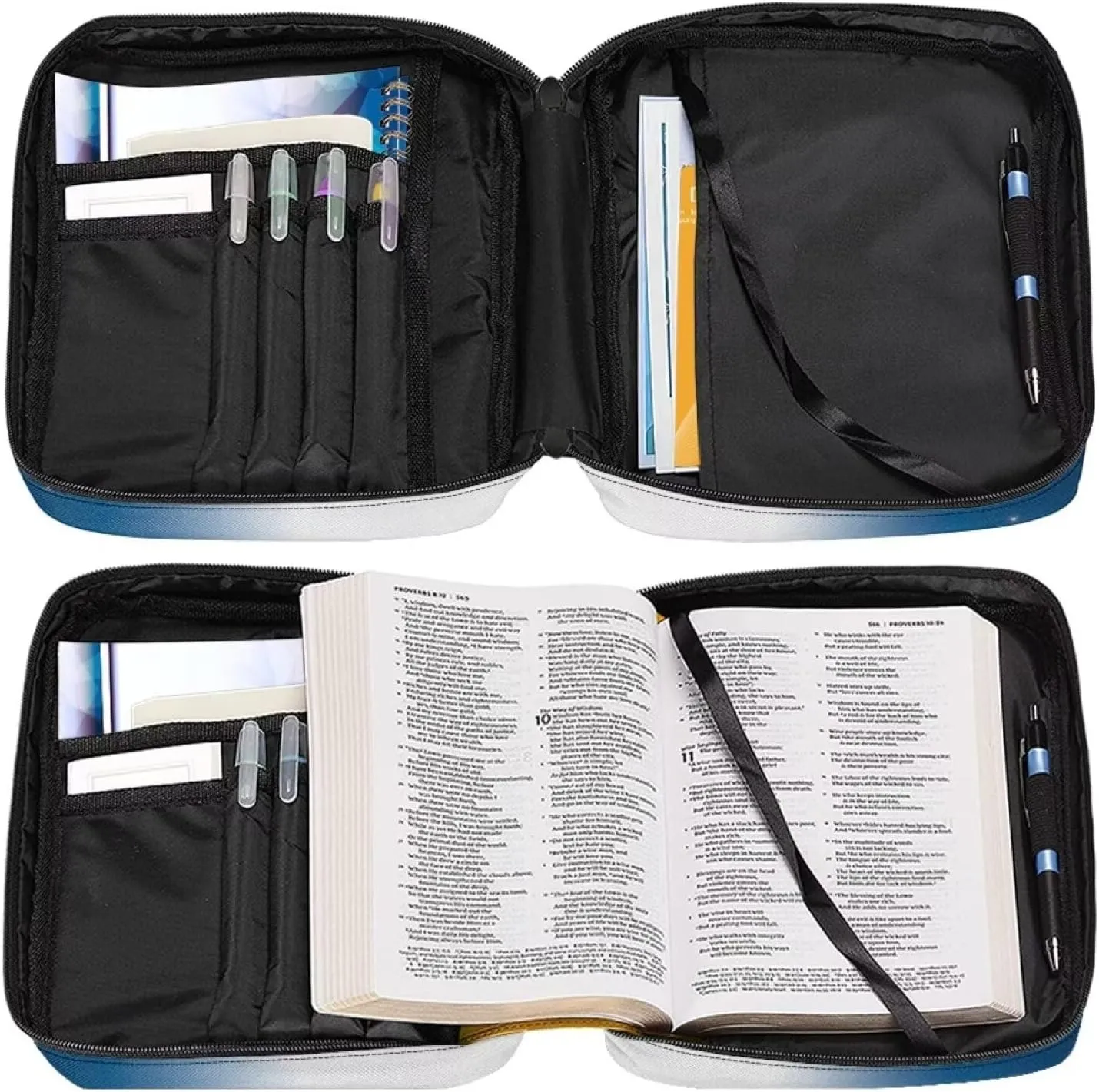 Christian Print Bible Cover,Polyester Bible Case for Women,Cross Floral Bible Bag Bible Case with Shoulder Strap