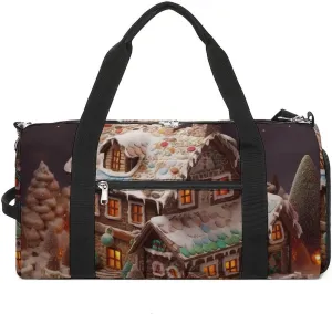 Christmas Village House Gym Bag Sport Gym Tote Bag Lightweight Duffle Bag Carry On Weekender Bags for Women Men
