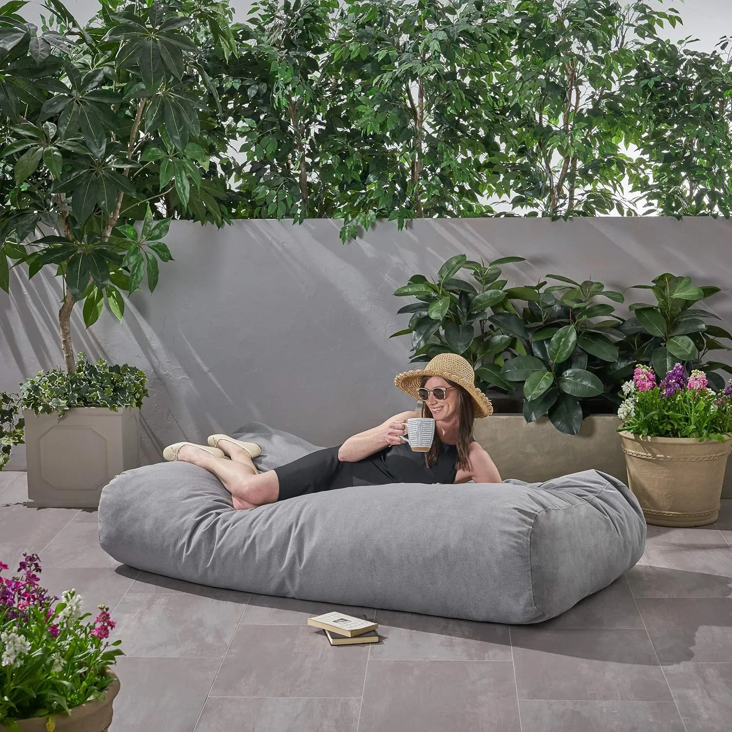 Christopher Knight Home 6 Foot Bean Bag, Charcoal, Small