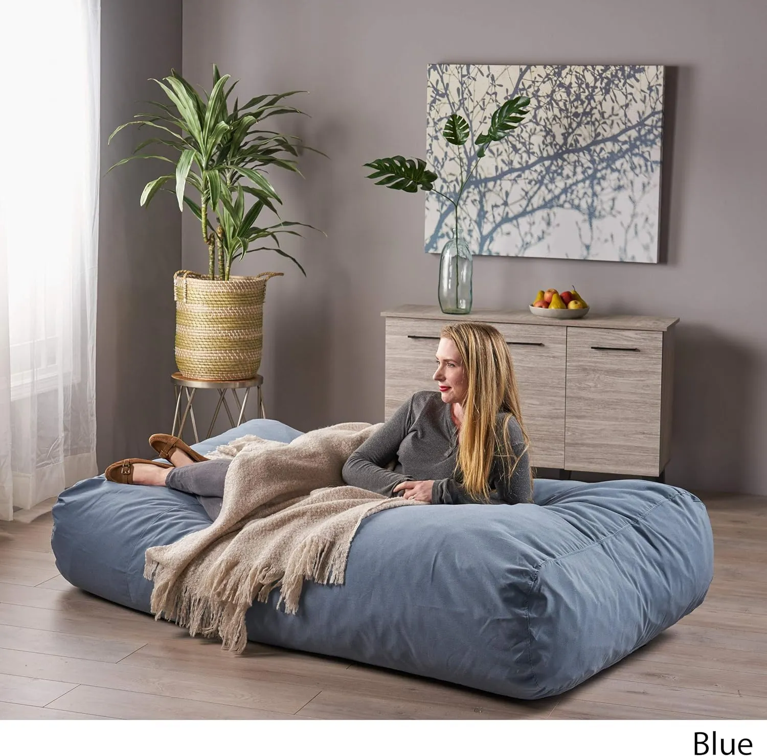 Christopher Knight Home Judith Indoor Water Resistant 6'x3' Lounger Bean Bag, Blue