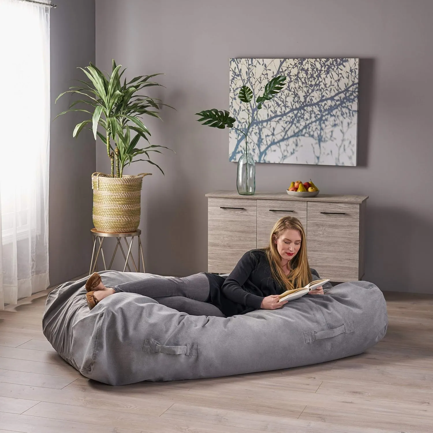 Christopher Knight Home Judith Indoor Water Resistant 6'x3' Lounger Bean Bag, Charcoal