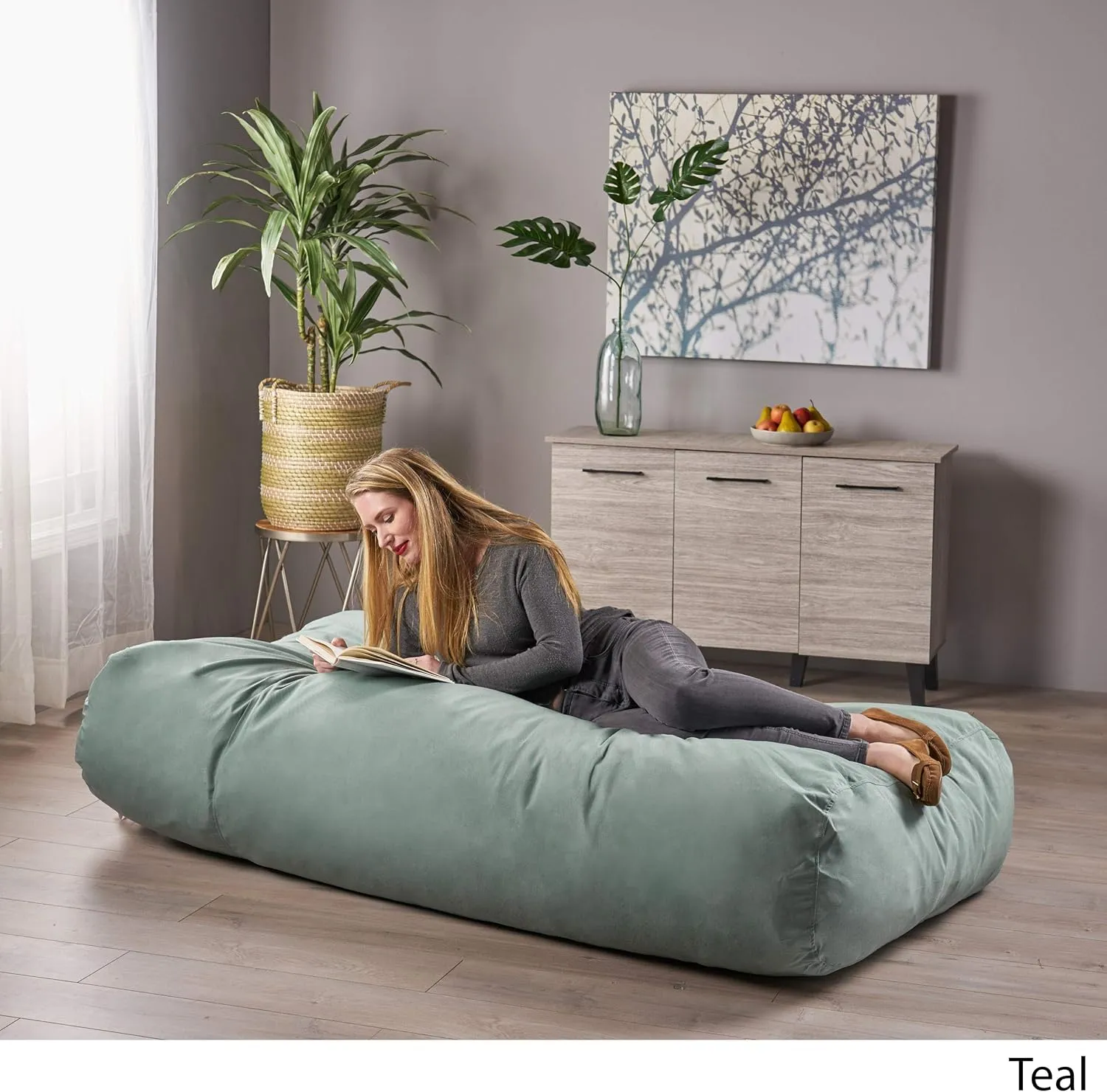 Christopher Knight Home Judith Indoor Water Resistant 6'x3' Lounger Bean Bag, Teal, Small