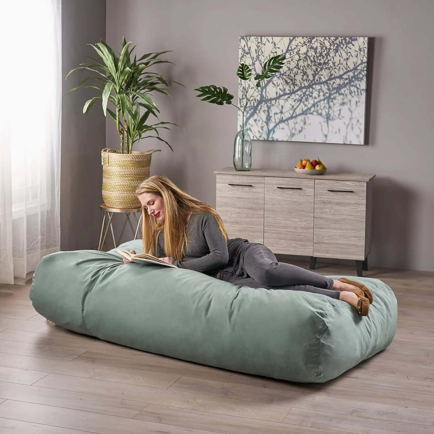 Christopher Knight Home Judith Indoor Water Resistant 6'x3' Lounger Bean Bag, Teal, Small