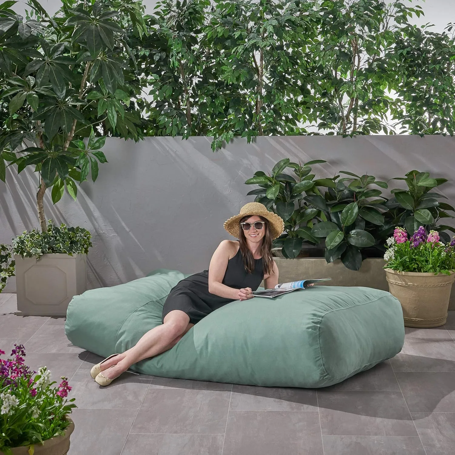 Christopher Knight Home Vivien Outdoor Water Resistant 6'x3' Lounger Bean Bag, Teal, Small