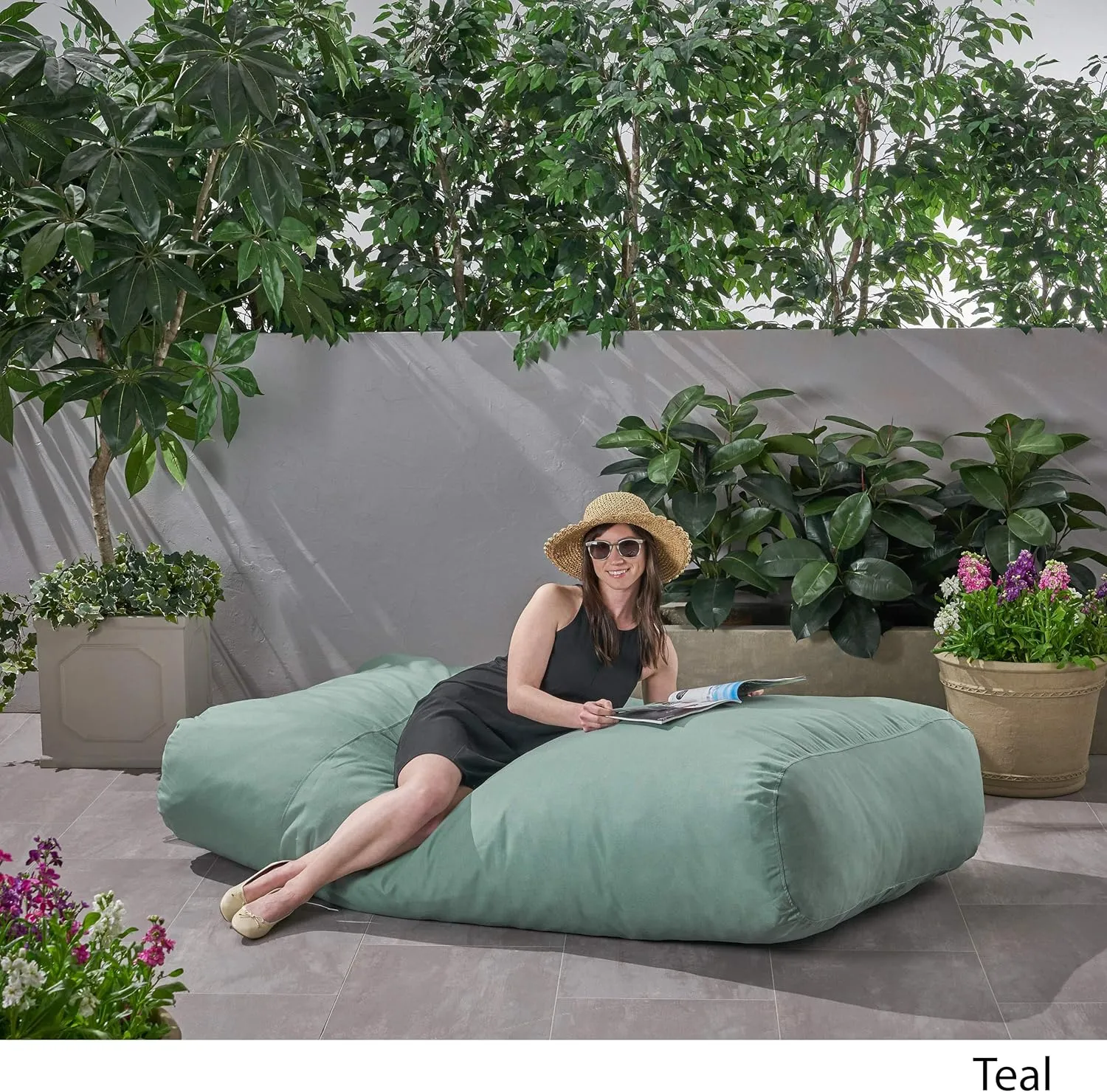Christopher Knight Home Vivien Outdoor Water Resistant 6'x3' Lounger Bean Bag, Teal, Small