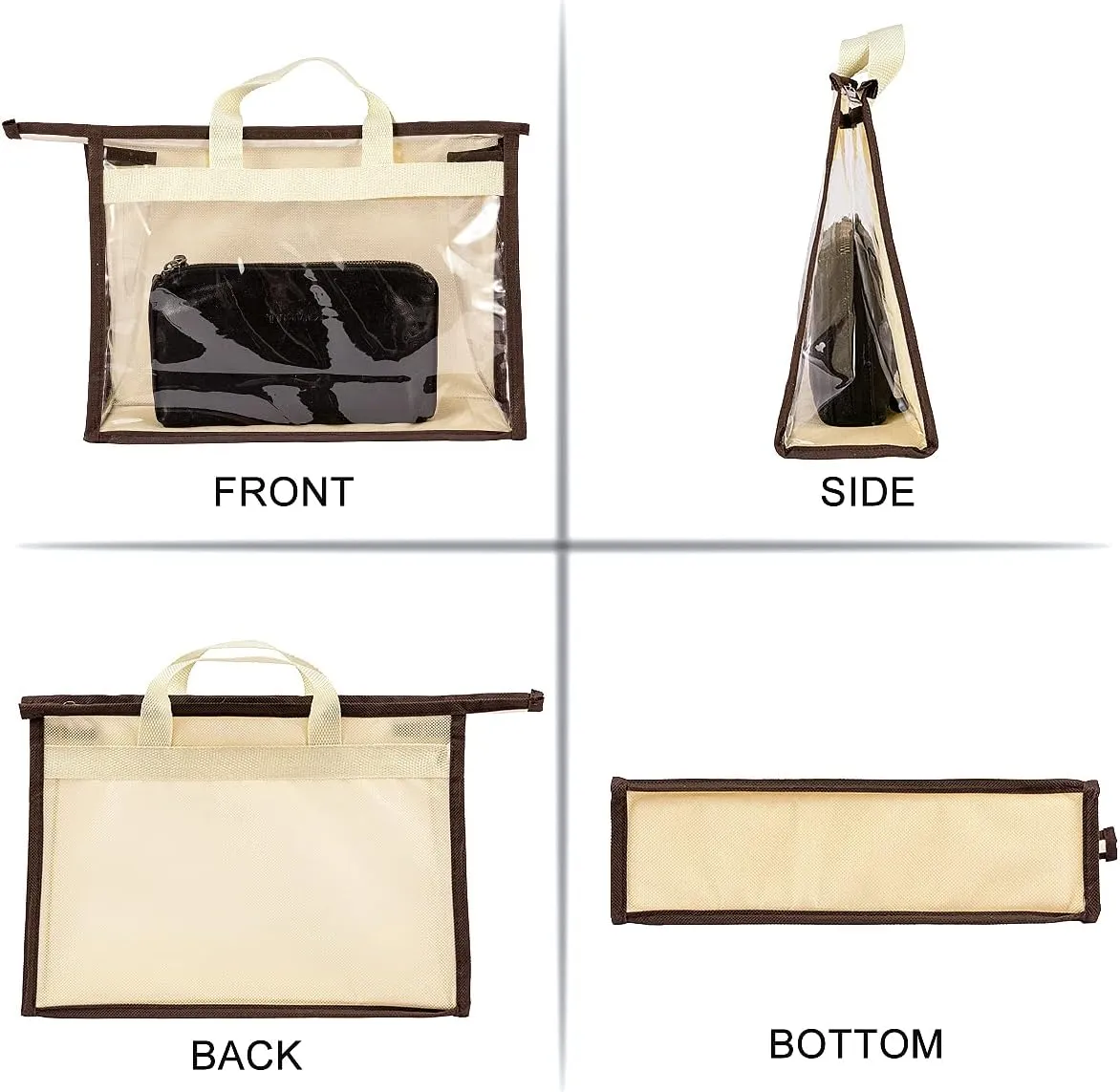 CINPIUK Clear Handbag Storage Bags Purse Organizer for Closet, Zipper Hanging Storage Bag for Handbags, L, 2PCS