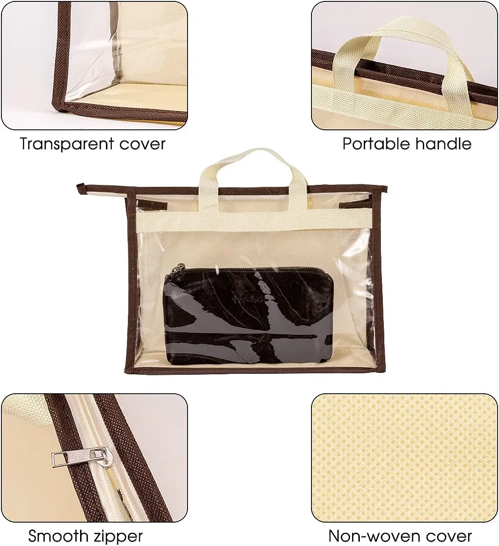 CINPIUK Clear Handbag Storage Bags Purse Organizer for Closet, Zipper Hanging Storage Bag for Handbags, L, 2PCS