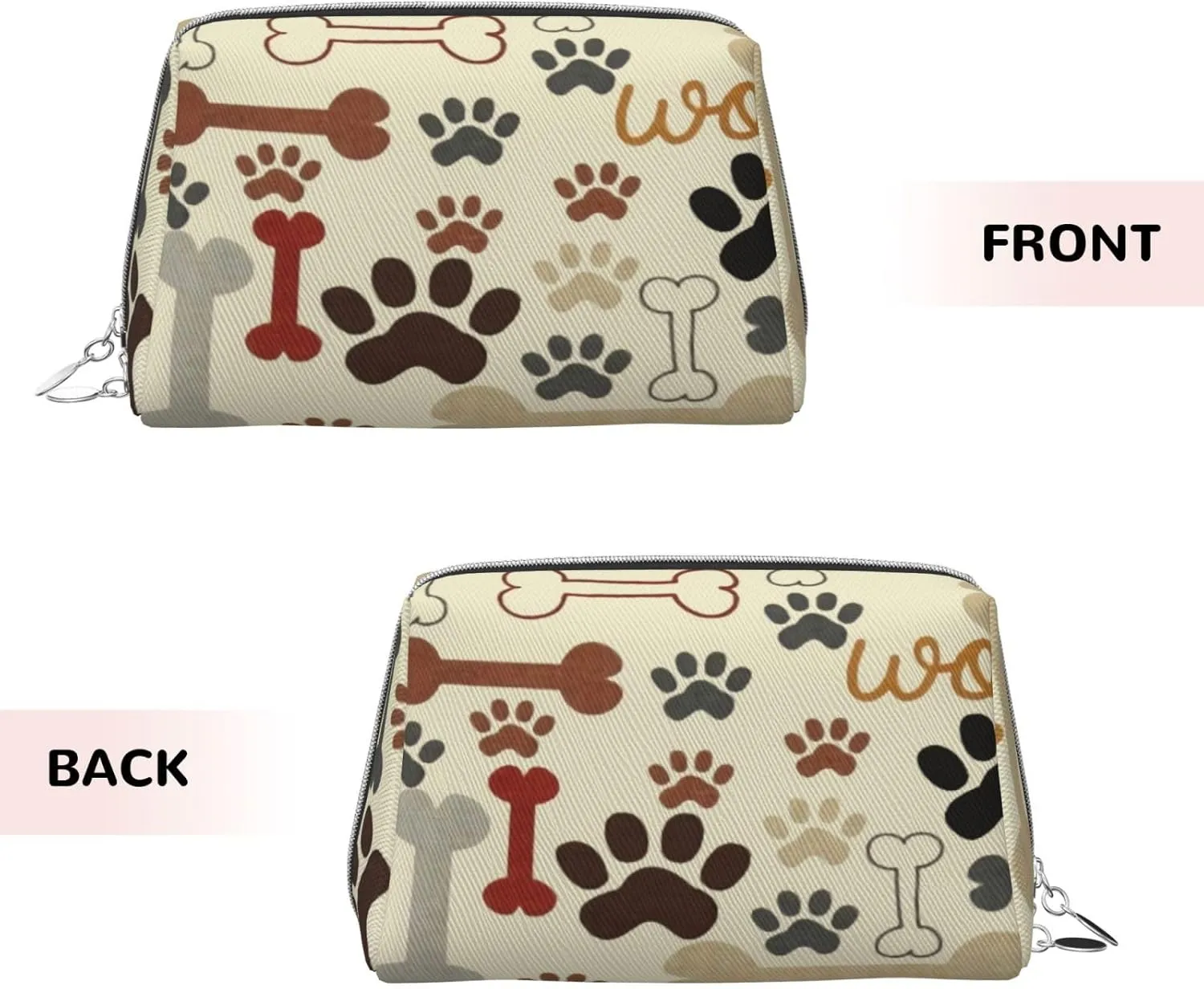 Circles Print,Makeup Bags for Women,Abstract Geometric Pattern Circles Modern,Leather Cosmetic Bag Toiletry Bag Travel Case Waterproof Makeup Pouch,Grey And White,M
