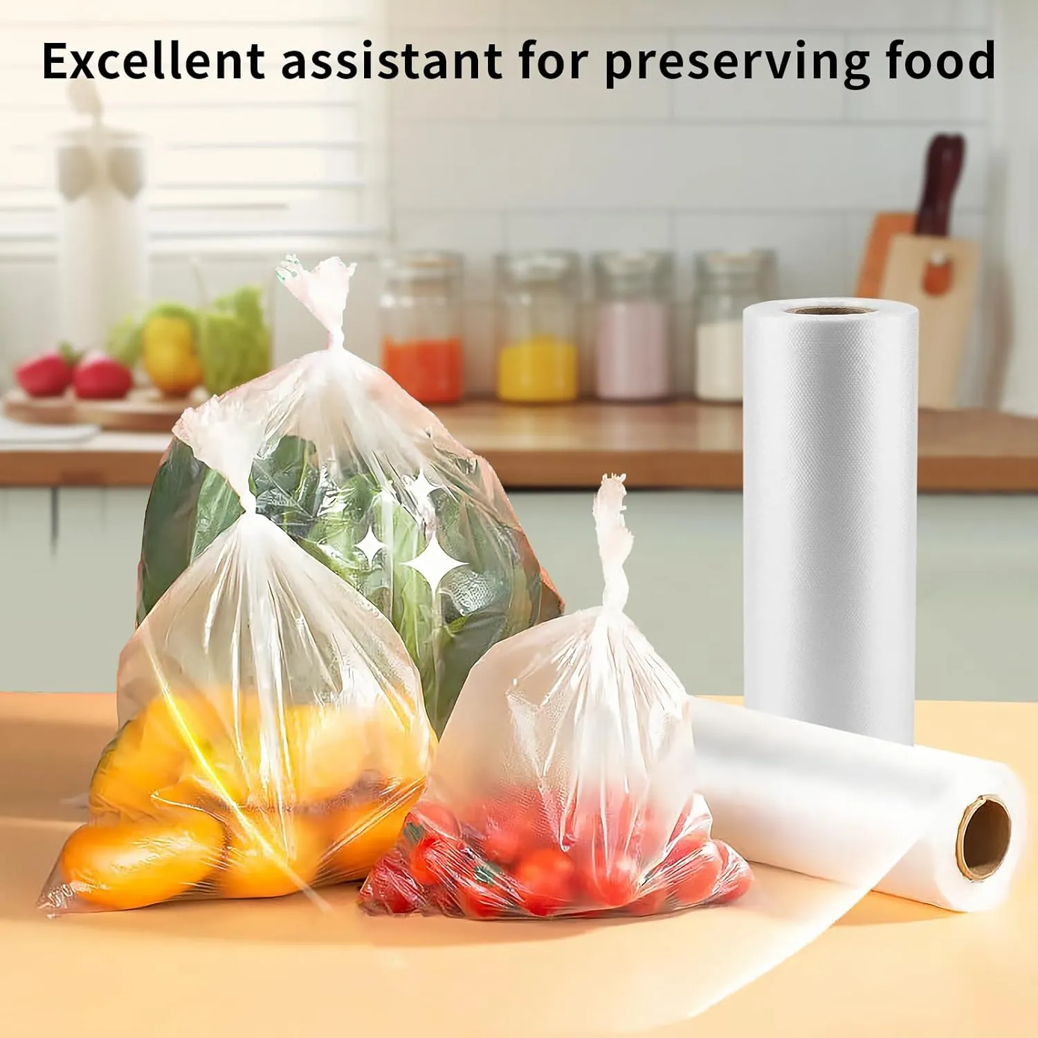 CLASSY Plastic Produce Bags for Food Storage,700 Bag - 12"x16" Clear Grocery Bag for Fruits, Vegetables, Bread,Meat,Continuous,Easy Tear Design - (2 Rolls,Total 700 Bags)