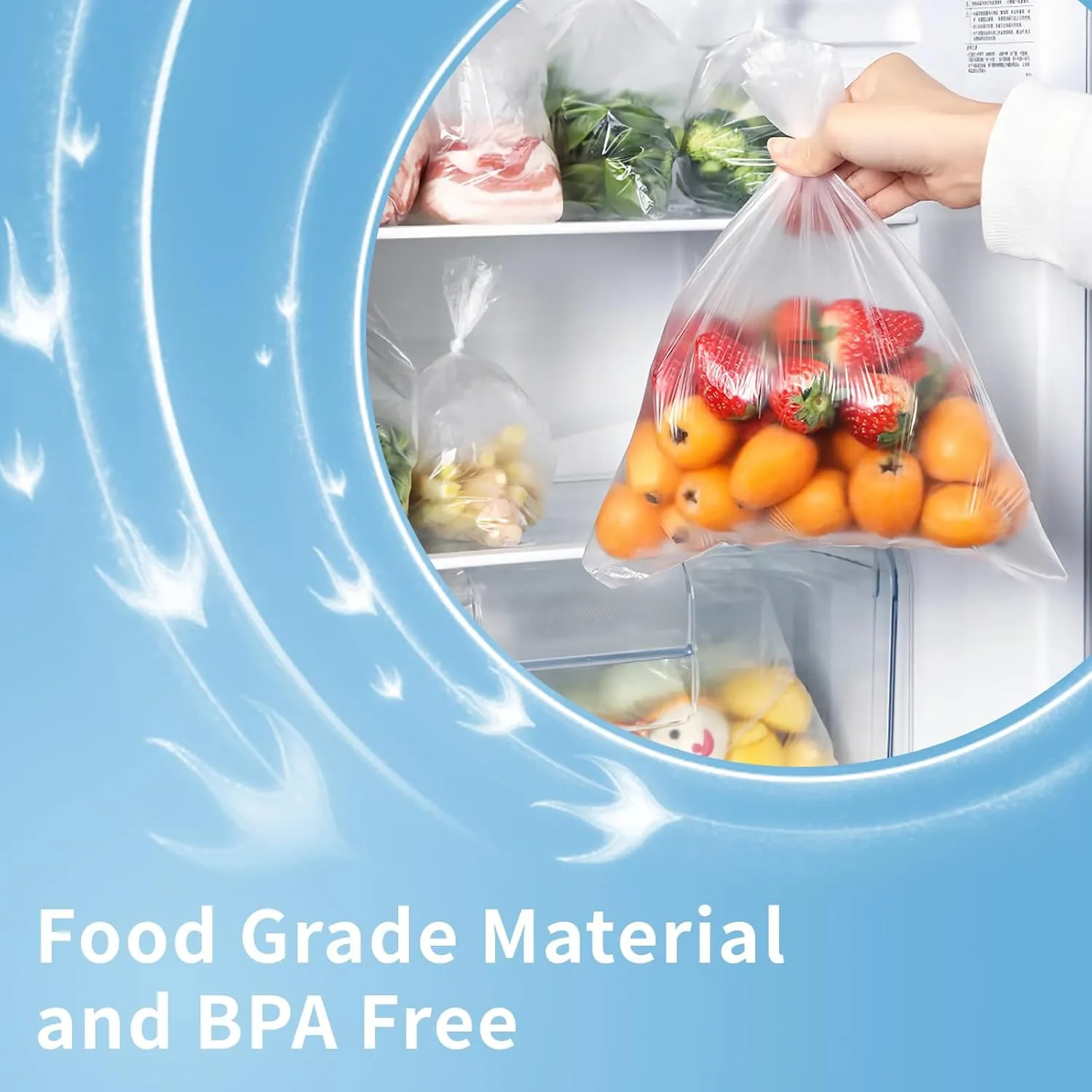 CLASSY Plastic Produce Bags for Food Storage,700 Bag - 12"x16" Clear Grocery Bag for Fruits, Vegetables, Bread,Meat,Continuous,Easy Tear Design - (2 Rolls,Total 700 Bags)