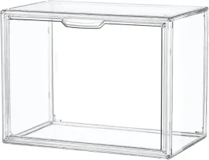 Clear Acrylic Display Case, Stackable Plastic Storage Bins with Magnetic Attraction Lid, Showcase for Cosmetic, Large Figures Collectibles, X-Large