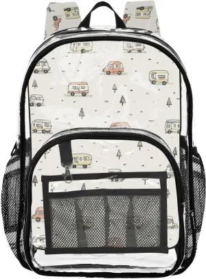 Clear Backpack For School Kids Clear Backpacks For School For Teen Girls See Through Heavy Duty Backpack Camper Caravan Car