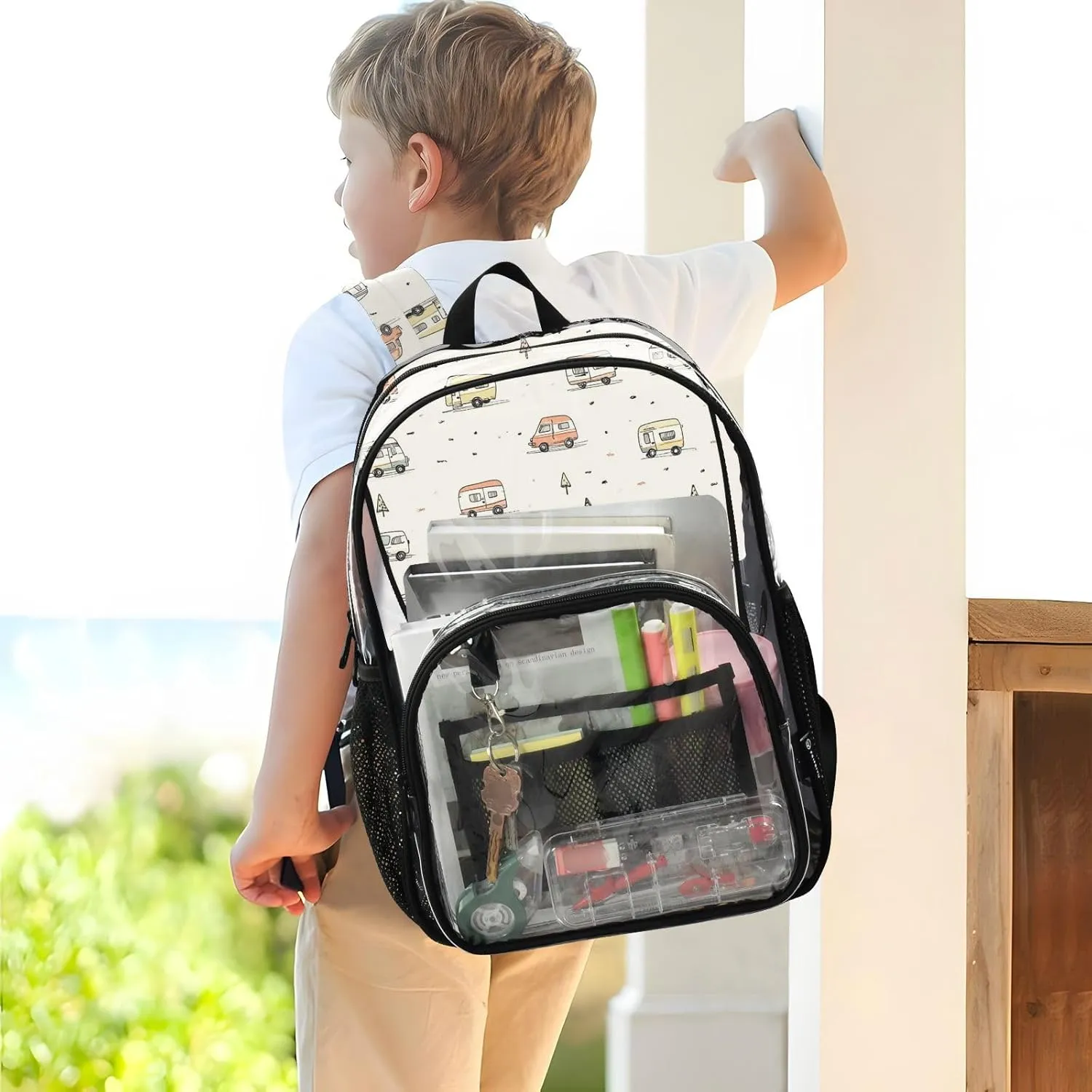Clear Backpack For School Kids Clear Backpacks For School For Teen Girls See Through Heavy Duty Backpack Camper Caravan Car