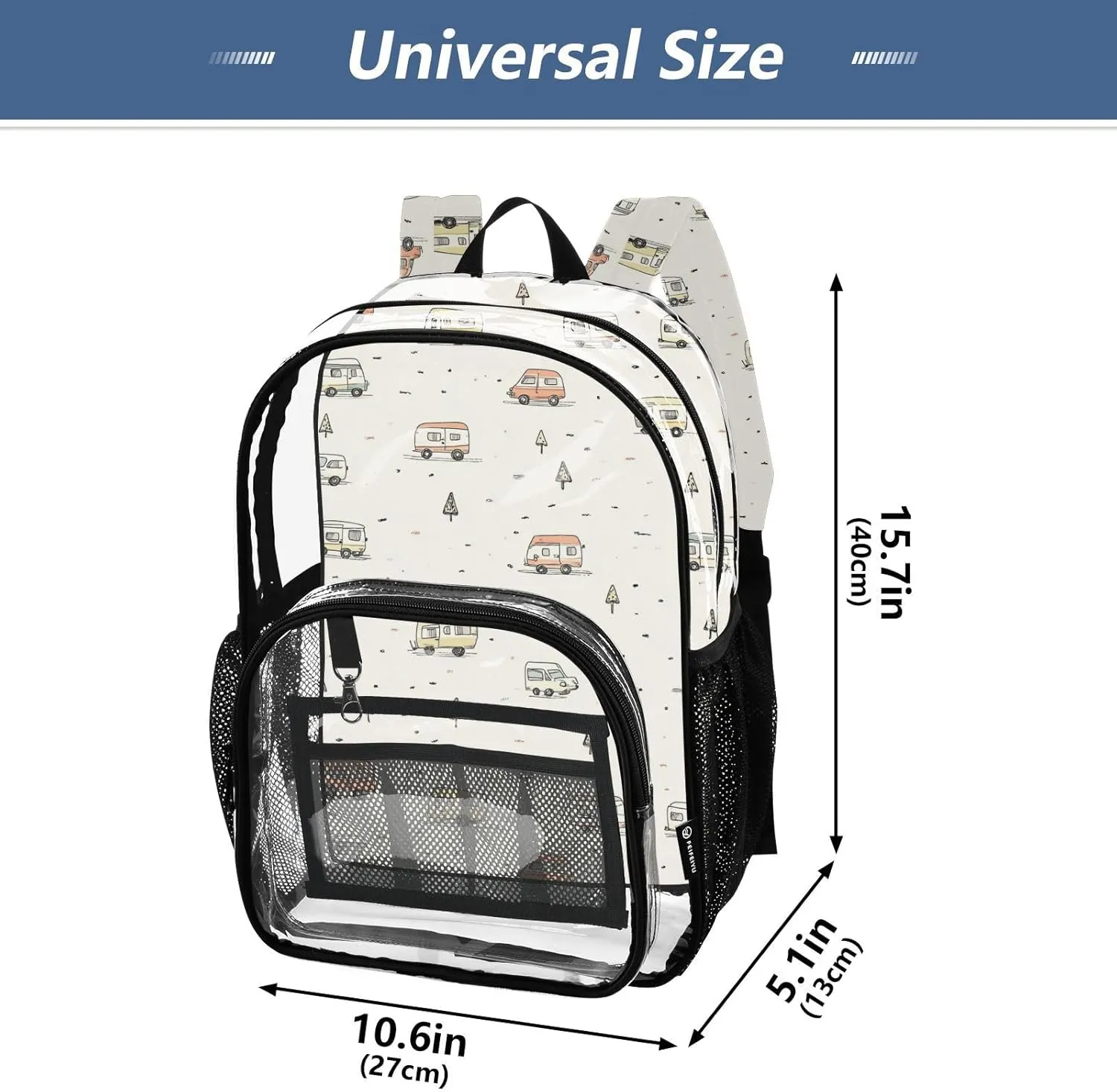 Clear Backpack For School Kids Clear Backpacks For School For Teen Girls See Through Heavy Duty Backpack Camper Caravan Car