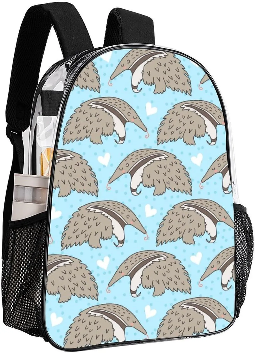 Clear Backpack for Stadium Events Concert Cute Cartoon Anteater Waterproof Heavy Duty for Adult Women Men Summer Clear Transparent Bag for Sport Event Work