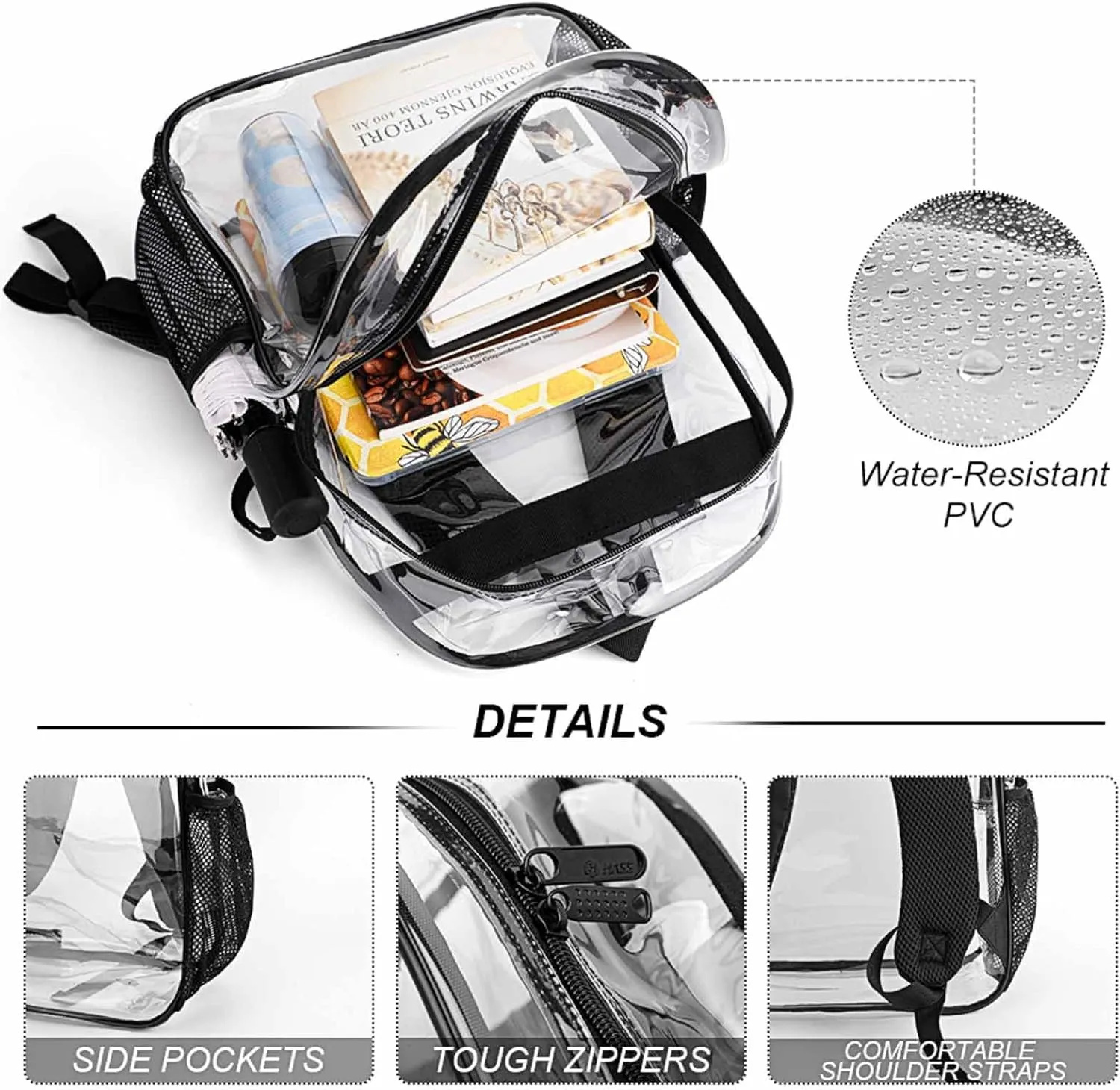 Clear Backpack for Stadium Events Concert Kawaii Corgi Dog Waterproof Heavy Duty for Adult Women Men Clear Transparent Bag for Sport Event Work