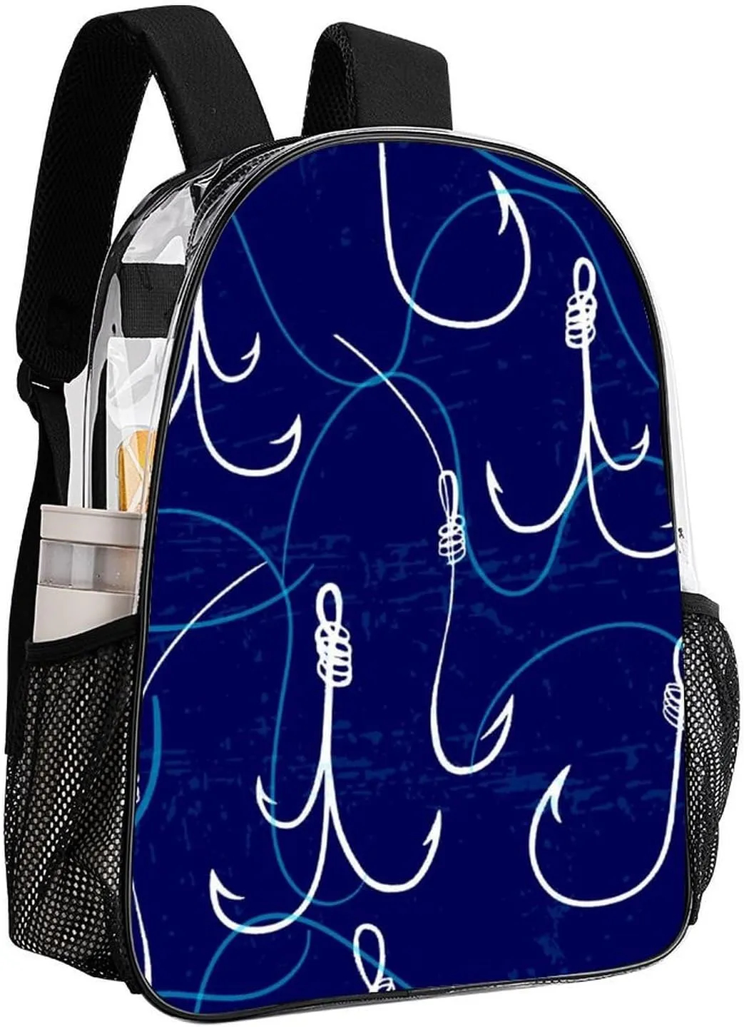 Clear Backpack for Stadium Events Concert Summer Fishing Hooks Waterproof Heavy Duty for Adult Women Men Clear Transparent Bag for Sport Event Work
