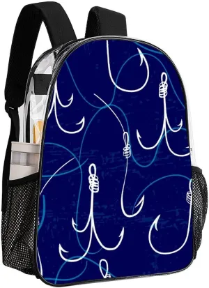 Clear Backpack for Stadium Events Concert Summer Fishing Hooks Waterproof Heavy Duty for Adult Women Men Clear Transparent Bag for Sport Event Work