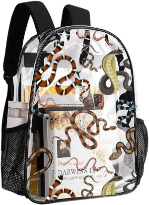 Clear Backpack Heavy Duty Funny Summer Snake 16 Inch for Stadium Events Concert Travel Work Sport Hiking Waterproof Sturdy Transparent Bag for Men Women